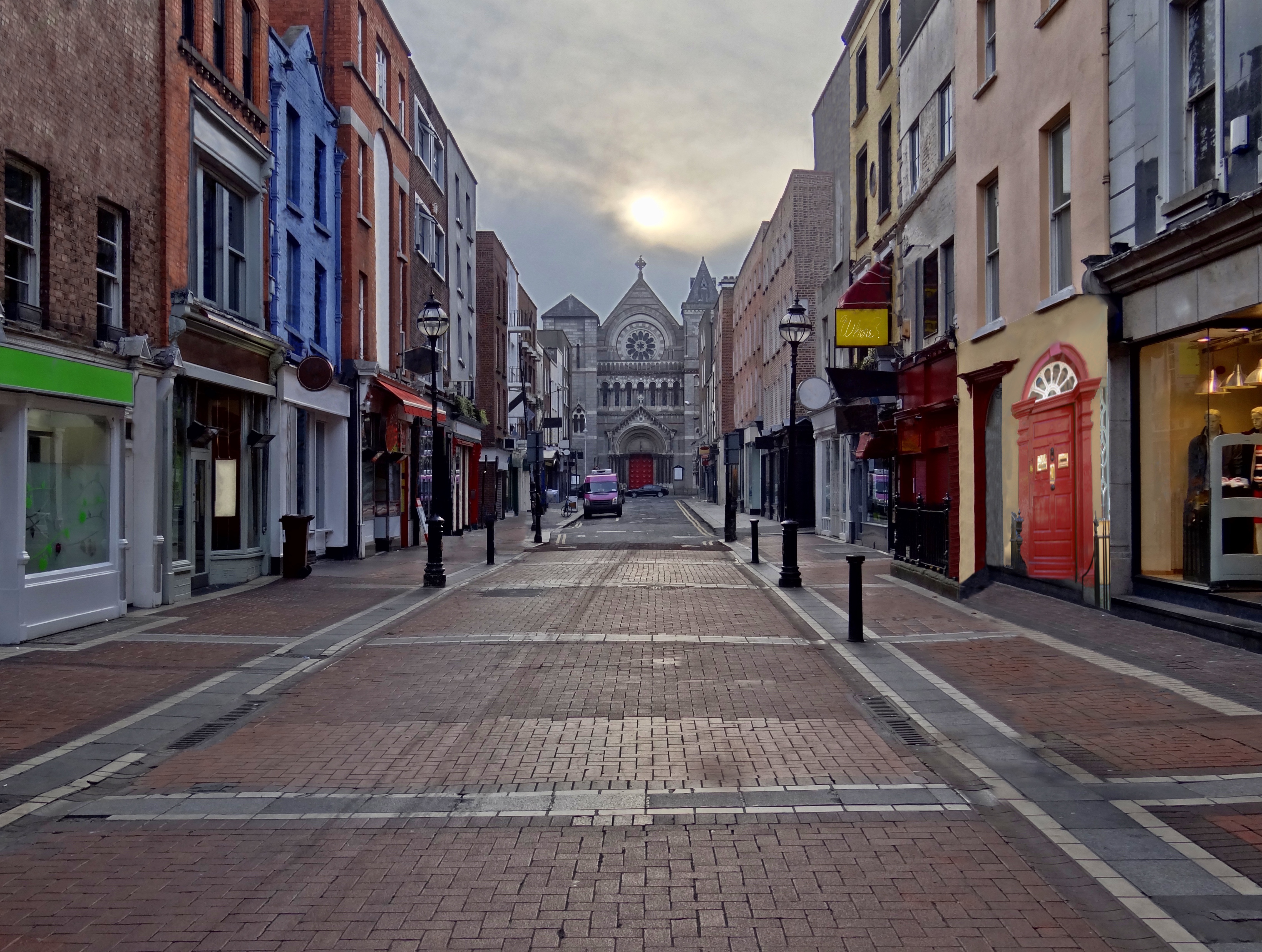 A street with red doors